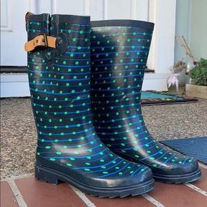 Chooka Tall Polka-Dotted/Striped Rain Boots